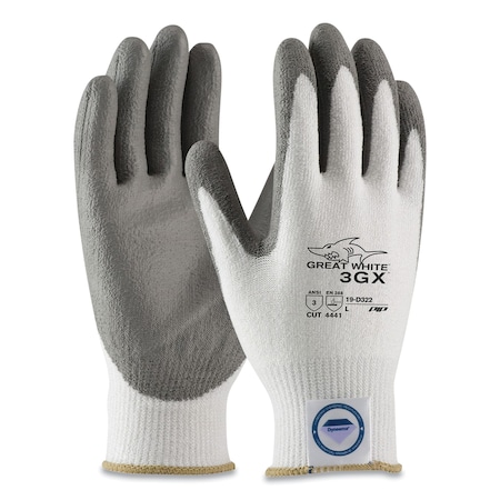 Pip Great White 3GX Seamless Knit Dyneema Diamond Blended Gloves, Medium, White/Gray, PR 19-D322/M